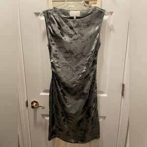 Brochu Walker Womens silver trey draped waist cocktail dress size small